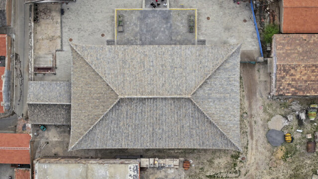 蔚州靈巖寺古建筑廡殿頂航拍