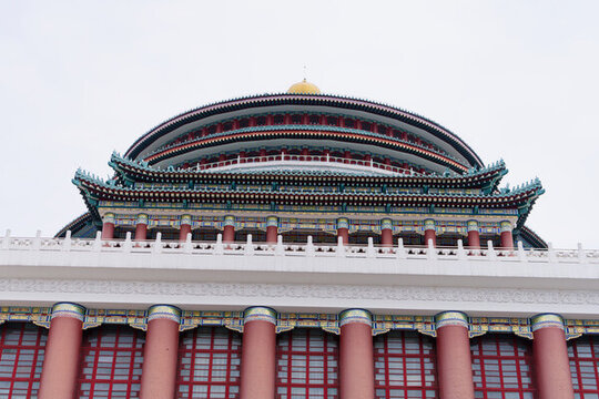 重慶人民大禮堂風(fēng)光中式風(fēng)格的宏偉建筑一角