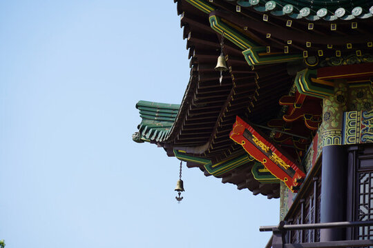 九江東林寺中式古建筑飛檐一角