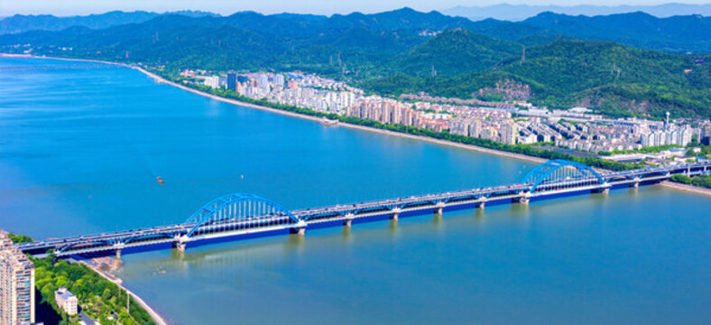 杭州市復(fù)興大橋航拍風(fēng)光