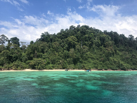 泰國甲米綠意盎然的熱帶島嶼風光