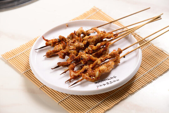 美味可口的孜然烤雞肉串