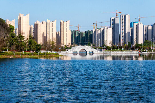 寧鄉(xiāng)亮月湖公園風景