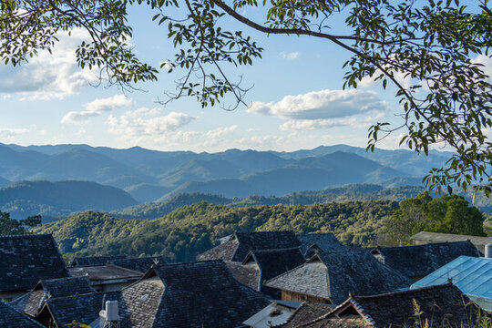 云南景邁山的芒洪古寨風(fēng)光