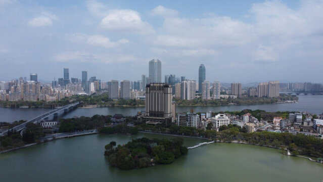 航拍廣東惠州城市風光