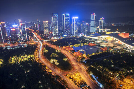 璀璨都市夜景航拍風(fēng)光