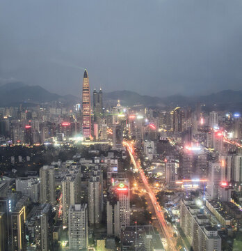 深圳璀璨都市夜景俯瞰