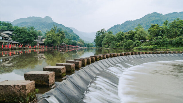 柳江古鎮(zhèn)青衣江四川知名景點(diǎn)煙雨江南
