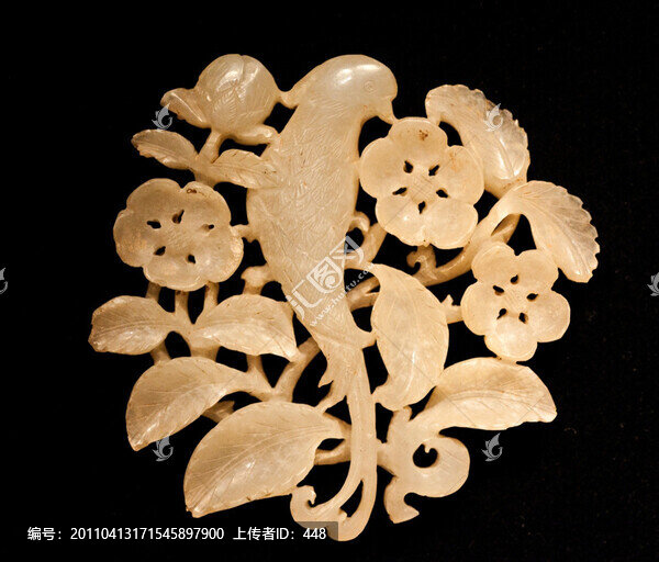 玉綬帶鳥銜花佩