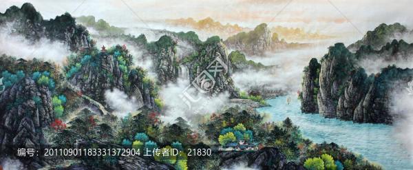 國畫春景山水畫