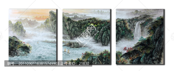國(guó)畫春景山水無框畫