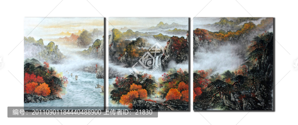 國(guó)畫(huà)秋景山水無(wú)框畫(huà)