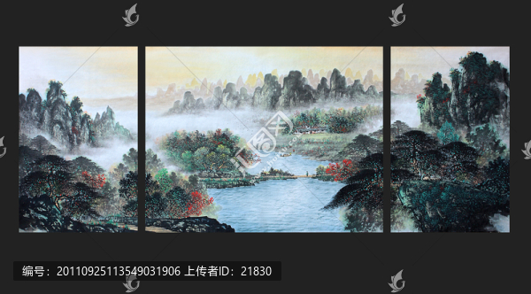 國畫春景山水無框畫