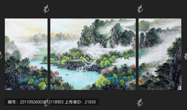 國畫春景山水無框畫