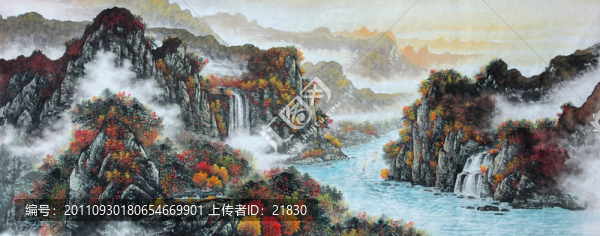 國畫秋景山水畫
