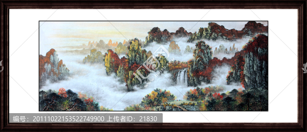 國畫秋景山水畫