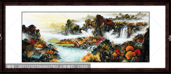 國畫秋景山水畫