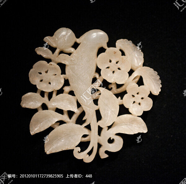 玉綬帶鳥銜花佩