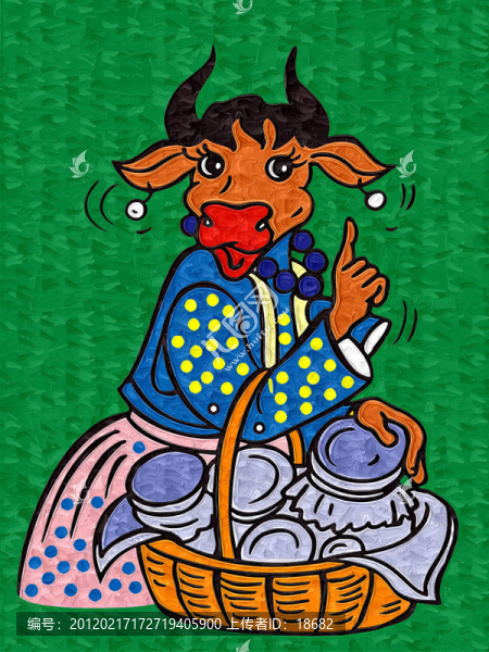 油畫,小牛