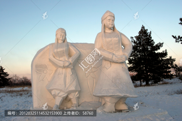 雪雕,蒙古少女
