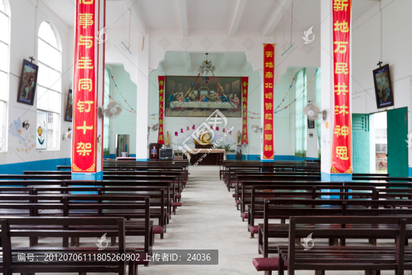 廣西龍州,天主教堂,內(nèi)景