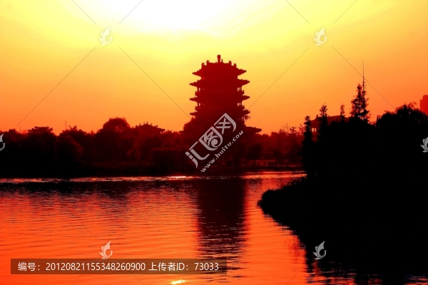 晚霞映古亭
