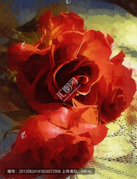 紅玫瑰,裝飾畫