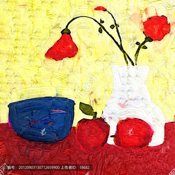 裝飾畫,無框畫,油畫,花瓶