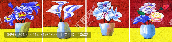 裝飾畫,無框畫,油畫,花瓶