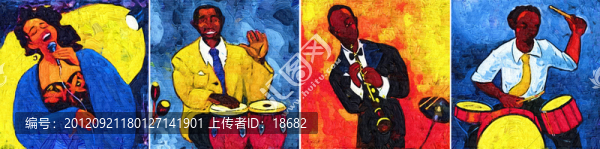 裝飾畫,無框畫,油畫,,樂隊(duì)