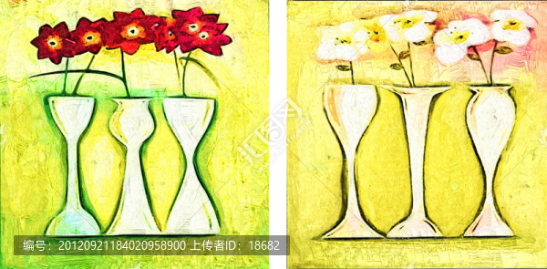 裝飾畫,無框畫,油畫,花瓶