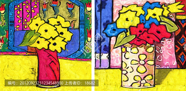 裝飾畫,無框畫,油畫,花瓶