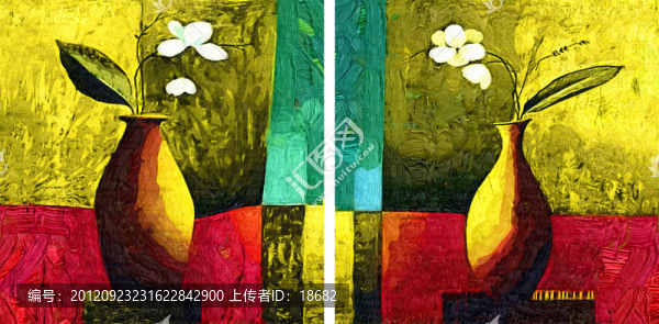 裝飾畫,無(wú)框畫,油畫,花瓶