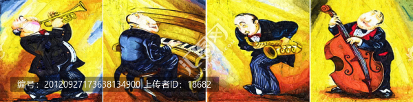 裝飾畫,無(wú)框畫,油畫,樂(lè)隊(duì)