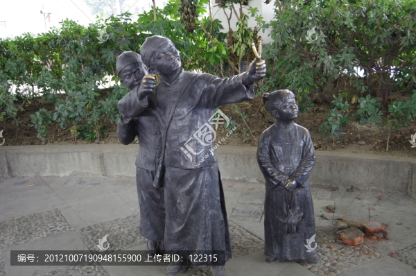 民俗雕塑,打彈弓