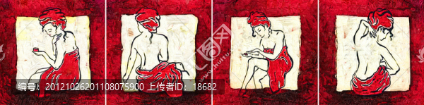 裝飾畫,無框畫,油畫,紅色