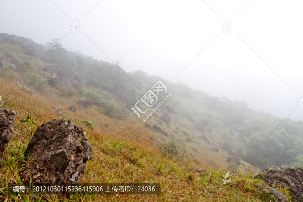 云中的山坡草地