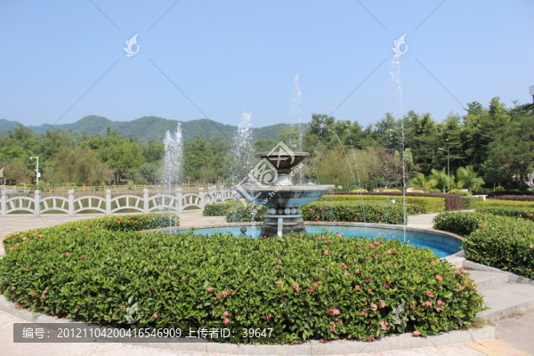 水池噴泉效果