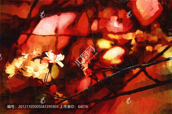 海棠花無框畫