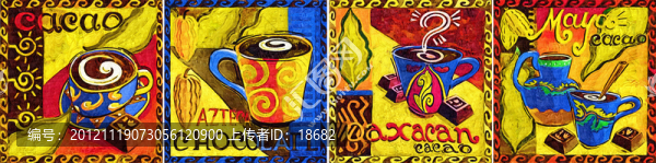 裝飾畫,無框畫,油畫,咖啡