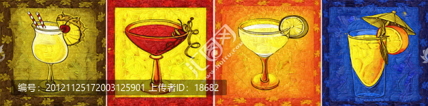 裝飾畫,無框畫,油畫,雞尾酒