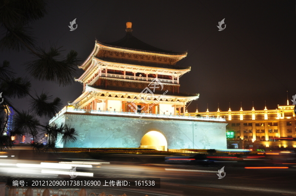 陜西西安鐘樓美麗繁華夜景