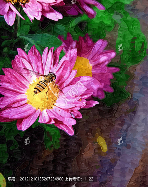 裝飾畫,菊花蜜蜂圖