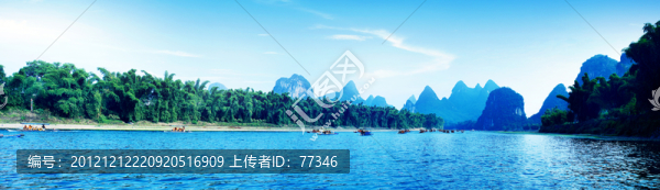 陽朔漓江風(fēng)光,藍(lán)調(diào)