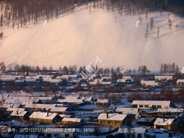 山林人家,冬景