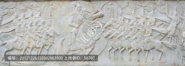 漢白玉浮雕,呼倫湖畔出征