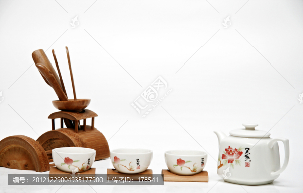 白瓷印花茶具,功夫茶具