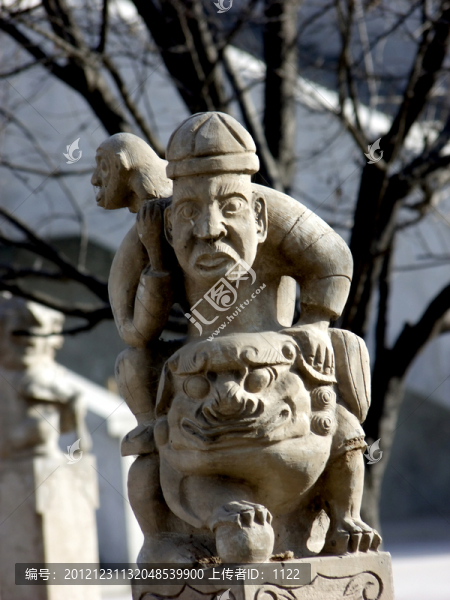 石雕,關(guān)中,拴馬樁,雕塑