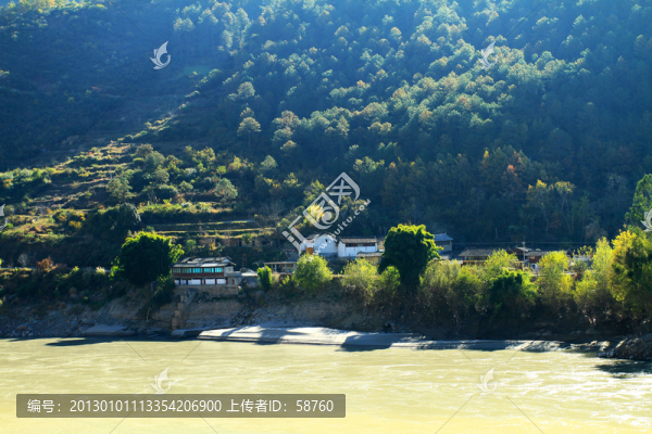 金沙江風(fēng)光,江畔村莊