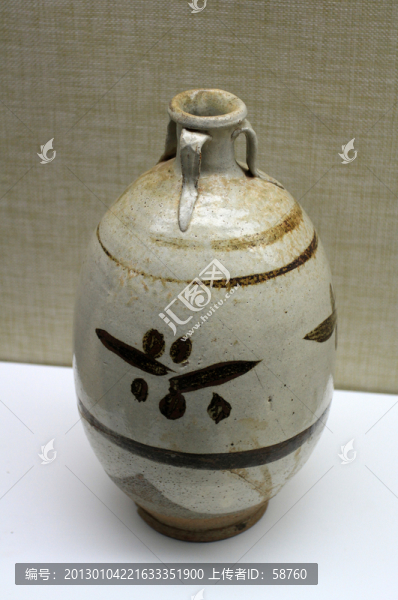 白釉黑花雙系瓶